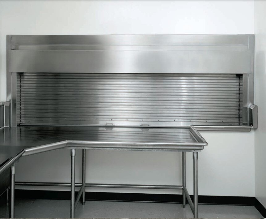 Integral Frame Rolling Counter Doors 658, Curtain: Interlocking 22-gauge primed steel slats